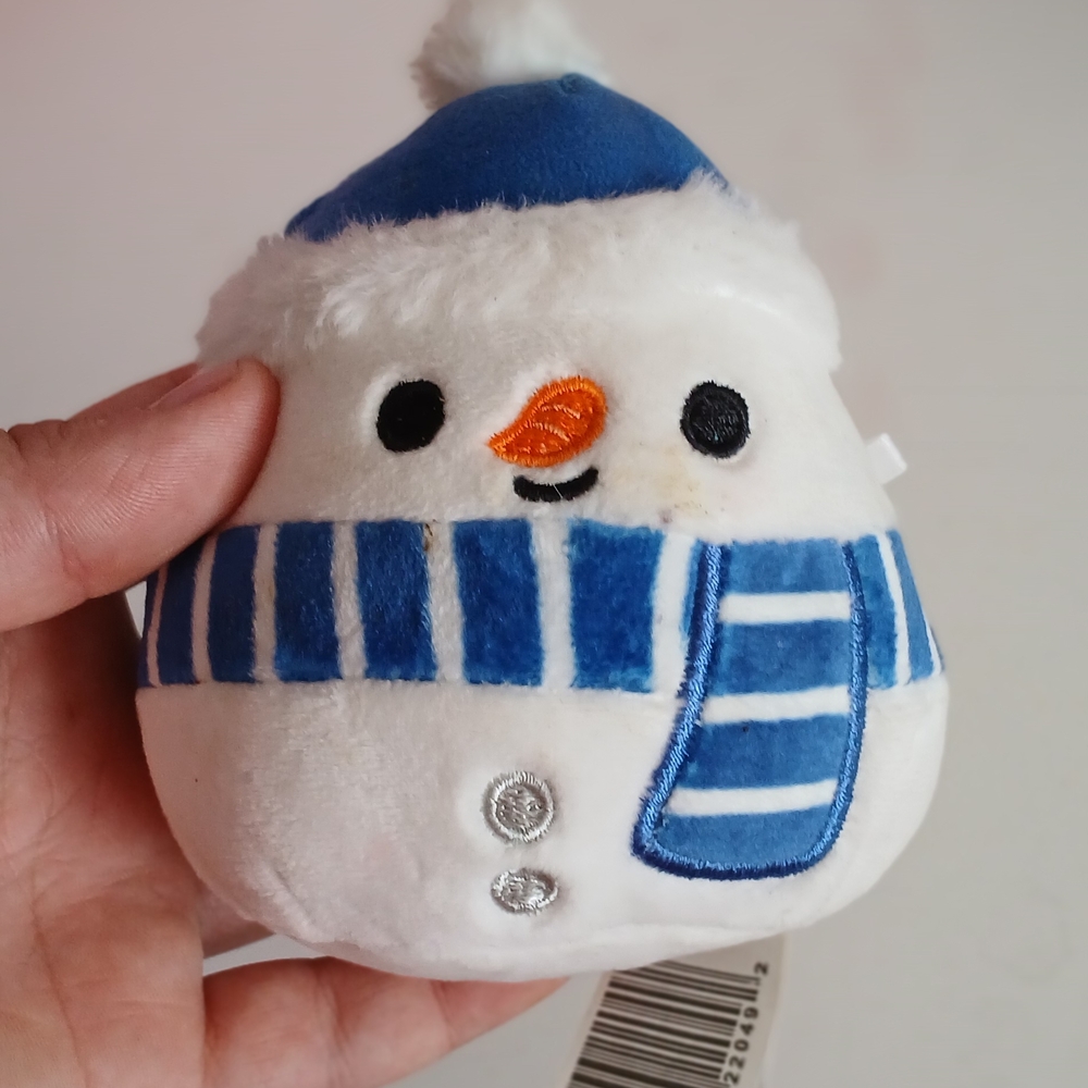 Squishmallows Blue and White Snowman Stuffed Animal